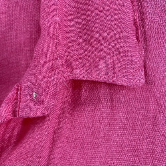 AMDS Jeans Dress Womens Large Button Front Linen High Low Hem Collared Casual - Picture 3 of 13